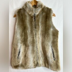 J. McLaughlin Faux Fur and Silk Reversible Vest in Brown Size Medium